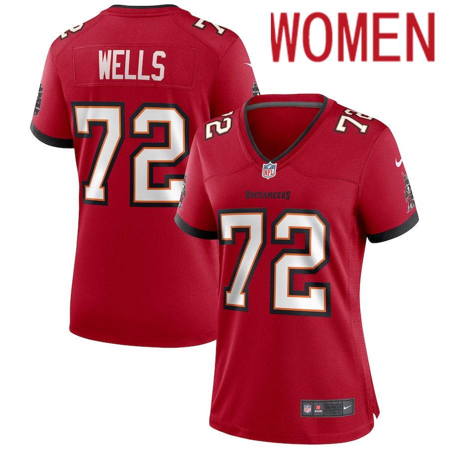 Women Tampa Bay Buccaneers #72 Josh Wells Nike Red Game NFL Jersey->women nfl jersey->Women Jersey